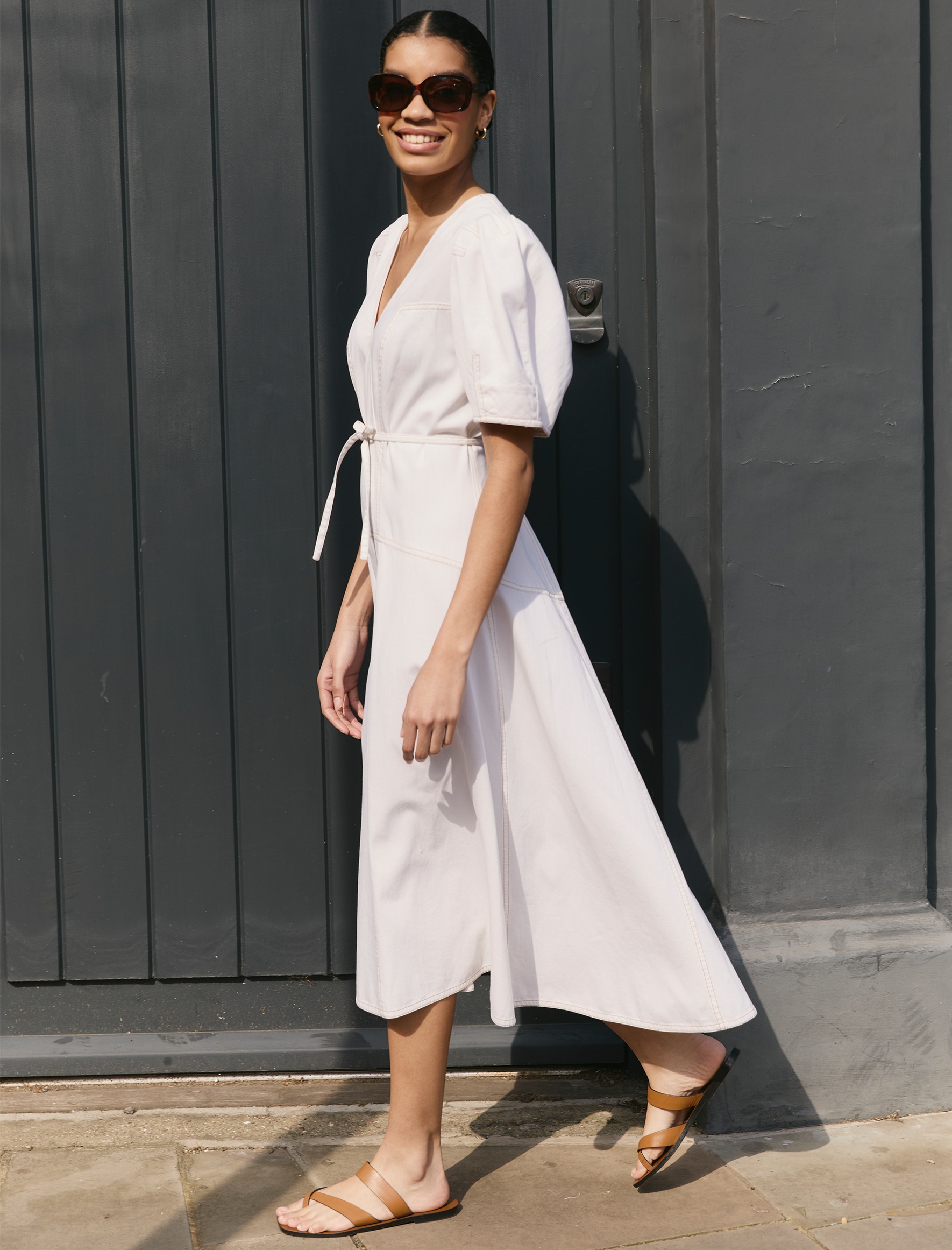 Robin Denim Maxi Dress - White - Image 3